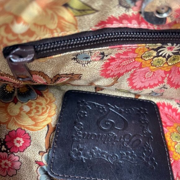 Brighton leather brown and brown woven straw shoulder bag silver tone accent - Picture 7 of 11